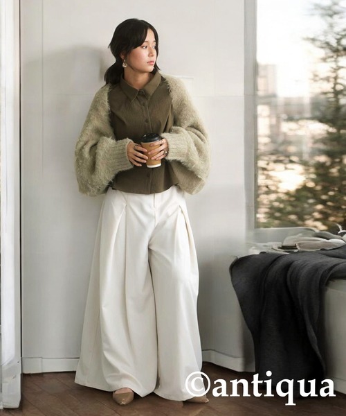 antiqua(アンティカ)の「シャギーボレロニット(ニット/セーター・レディース・ネイビー/ベージュ/ダークグレー・ONESIZE)」の19枚目の写真
