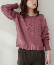 お花刺繍ニット