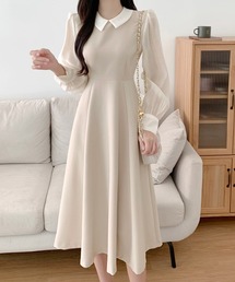 ECLIN（エクラン）の「配色襟付き異素材ボリュームスリーブAラインワンピース（ワンピース）」