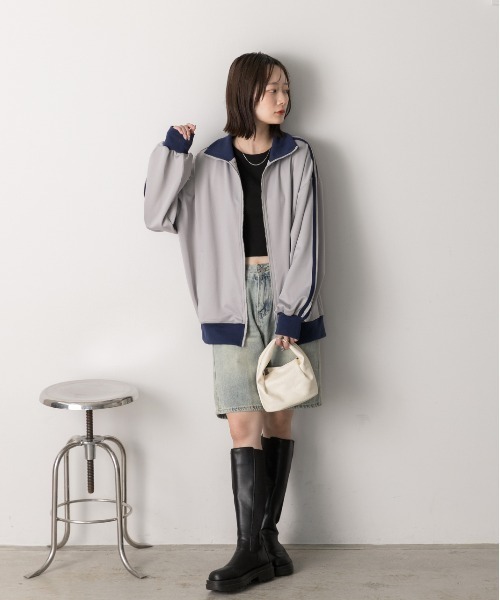 ad thie(アドティエ)の「オーバーサイズ トラックジャケット(ジャージ・レディース・アイボリー/グレー/ブラック/ボルドー/ネイビー・FREE)」の9枚目の写真