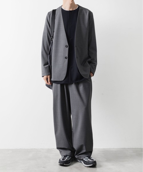 ATTACHMENT(アタッチメント)の「2/90 ウール トロピカル カラーレス L/Sシャツ / 2/90 WO TROPICAL COLLARLESS L/S SHIRT(シャツ/ブラウス・メンズ・ブラック/ダークネイビー・3/2/1)」の13枚目の写真