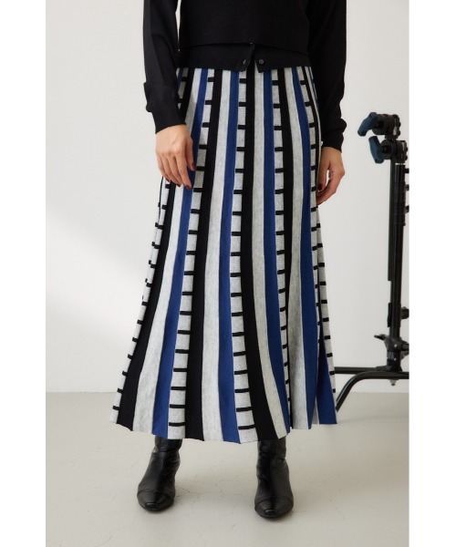 【セール】ジャカードボーダーニットスカート（スカート）｜crie conforto（クリーコンフォルト）