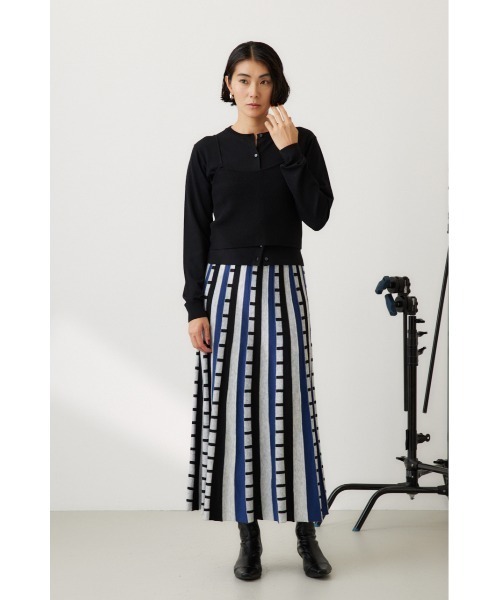 【セール】ジャカードボーダーニットスカート（スカート）｜crie conforto（クリーコンフォルト）