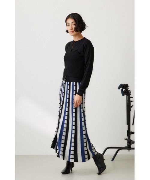 【セール】ジャカードボーダーニットスカート（スカート）｜crie conforto（クリーコンフォルト）