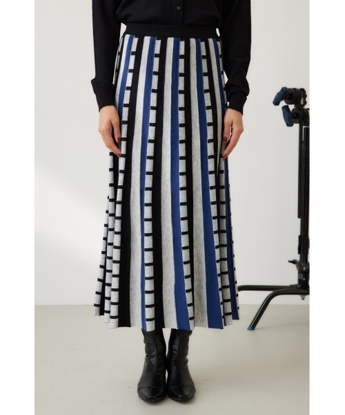 【セール】ジャカードボーダーニットスカート（スカート）｜crie conforto（クリーコンフォルト）