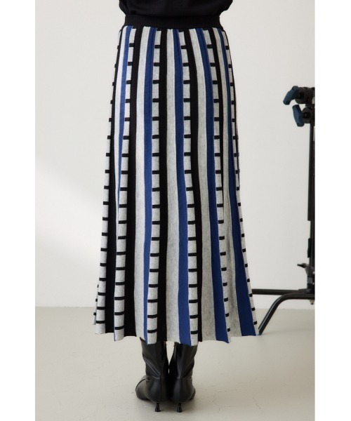 【セール】ジャカードボーダーニットスカート（スカート）｜crie conforto（クリーコンフォルト）