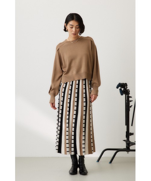 【セール】ジャカードボーダーニットスカート（スカート）｜crie conforto（クリーコンフォルト）