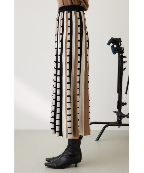 【セール】ジャカードボーダーニットスカート（スカート）｜crie conforto（クリーコンフォルト）