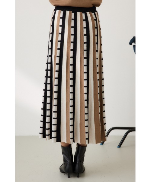 【セール】ジャカードボーダーニットスカート（スカート）｜crie conforto（クリーコンフォルト）