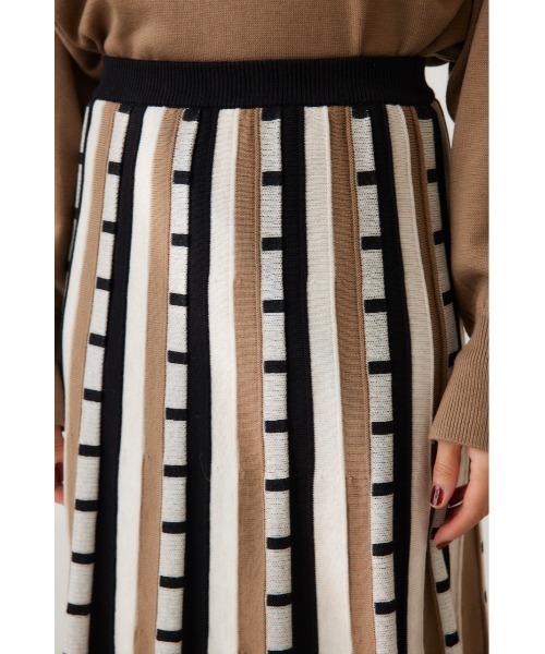 【セール】ジャカードボーダーニットスカート（スカート）｜crie conforto（クリーコンフォルト）