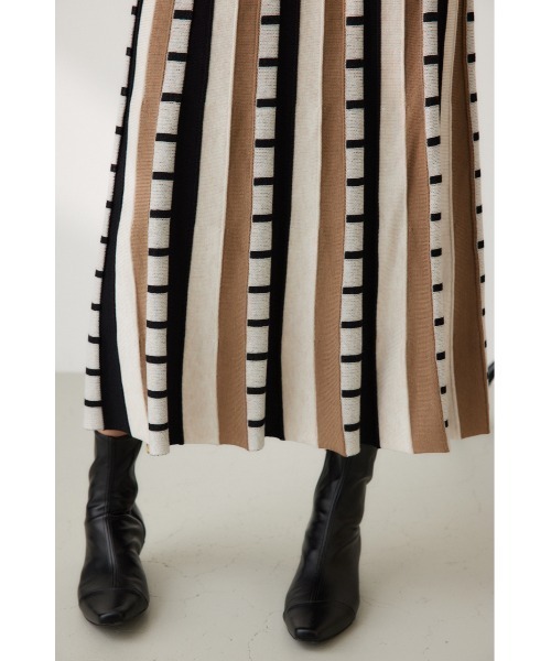 【セール】ジャカードボーダーニットスカート（スカート）｜crie conforto（クリーコンフォルト）