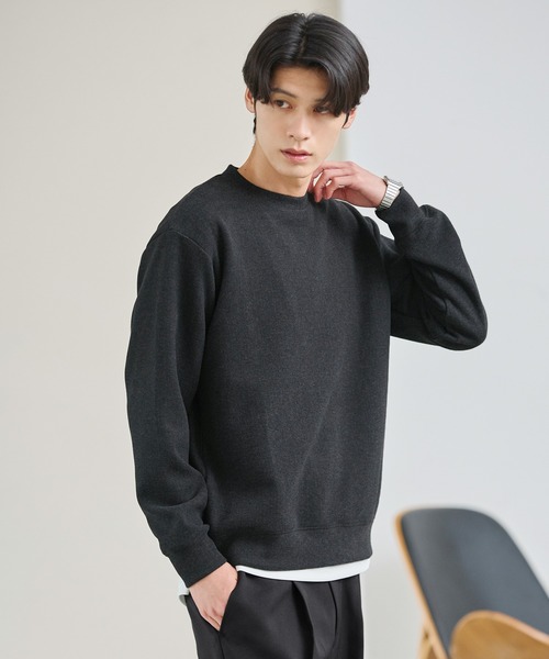 ヘリンボーンダブルフェイスクルーネック長袖スウェット（スウェット）｜ESSENTIALS WARDROBE（エッセンシャルワードローブ）