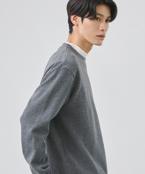 ESSENTIALS WARDROBE（エッセンシャルワードローブ）の「ヘリンボーンダブルフェイスクルーネック長袖スウェット（スウェット・メンズ・グレー/チャコール・XL/M/L）」の11枚目の写真