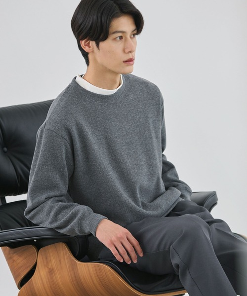 ESSENTIALS WARDROBE（エッセンシャルワードローブ）の「ヘリンボーンダブルフェイスクルーネック長袖スウェット（スウェット・メンズ・グレー/チャコール・XL/M/L）」の13枚目の写真