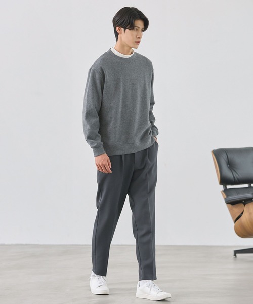 ESSENTIALS WARDROBE（エッセンシャルワードローブ）の「ヘリンボーンダブルフェイスクルーネック長袖スウェット（スウェット・メンズ・グレー/チャコール・XL/M/L）」の17枚目の写真