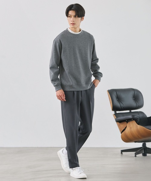 ESSENTIALS WARDROBE（エッセンシャルワードローブ）の「ヘリンボーンダブルフェイスクルーネック長袖スウェット（スウェット・メンズ・グレー/チャコール・XL/M/L）」の18枚目の写真