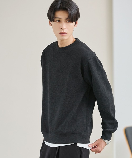 ESSENTIALS WARDROBE（エッセンシャルワードローブ）の「ヘリンボーンダブルフェイスクルーネック長袖スウェット（スウェット・メンズ・グレー/チャコール・XL/M/L）」の21枚目の写真