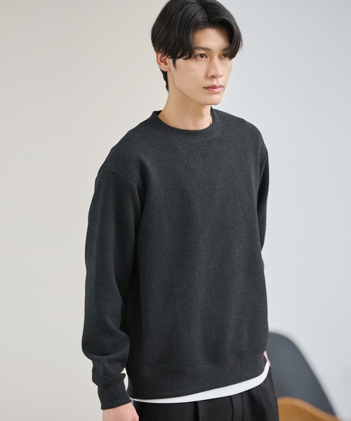 ESSENTIALS WARDROBE（エッセンシャルワードローブ）の「ヘリンボーンダブルフェイスクルーネック長袖スウェット（スウェット・メンズ・グレー/チャコール・XL/M/L）」の22枚目の写真