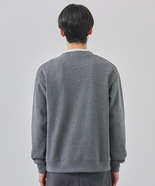 ESSENTIALS WARDROBE（エッセンシャルワードローブ）の「ヘリンボーンダブルフェイスクルーネック長袖スウェット（スウェット・メンズ・グレー/チャコール・XL/M/L）」の4枚目の写真