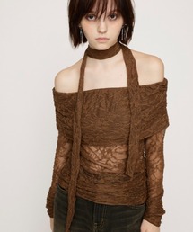 OFF SHOULDER CUT LACE TOPS オフ ショルダー カット レース トップス
