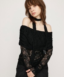 OFF SHOULDER CUT LACE TOPS オフ ショルダー カット レース トップス