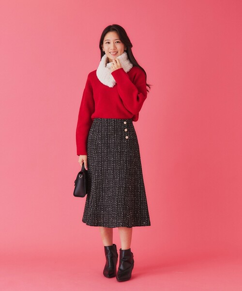 index(インデックス)の「ビジュー付きファーティペット(ストール/ショール・レディース・オフホワイト/ライトグレー/ベージュ・00)」の6枚目の写真