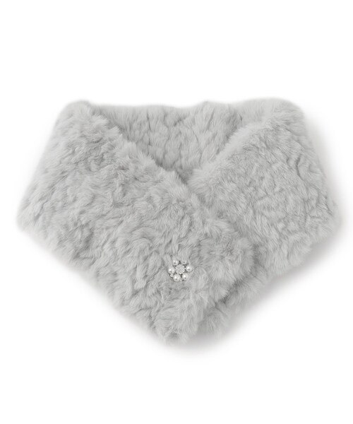 index(インデックス)の「ビジュー付きファーティペット(ストール/ショール・レディース・オフホワイト/ライトグレー/ベージュ・00)」の8枚目の写真