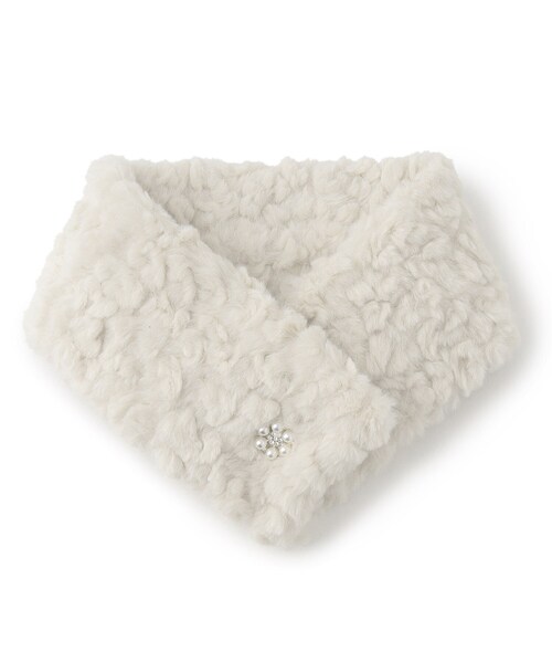 index(インデックス)の「ビジュー付きファーティペット(ストール/ショール・レディース・オフホワイト/ライトグレー/ベージュ・00)」の15枚目の写真