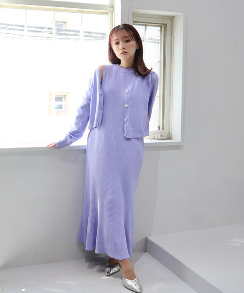 CECIL McBEE(セシルマクビー)の「スポンジニットカーディガンxワンピSET(ワンピース・レディース・ブラック/モカ/パープル・MEDIUM)」の1枚目の写真