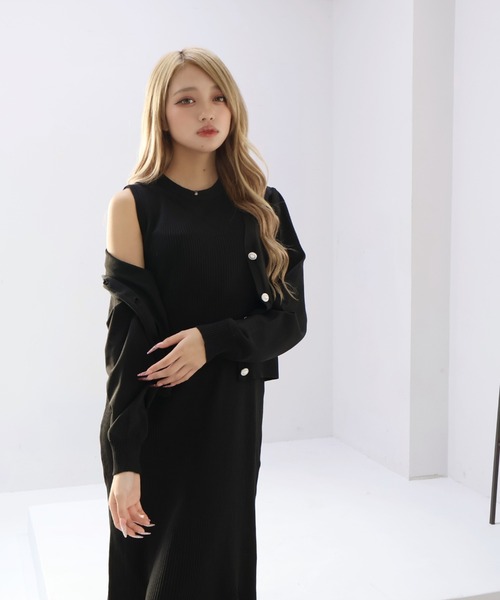 CECIL McBEE(セシルマクビー)の「スポンジニットカーディガンxワンピSET(ワンピース・レディース・ブラック/モカ/パープル・MEDIUM)」の6枚目の写真