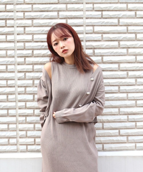 CECIL McBEE(セシルマクビー)の「スポンジニットカーディガンxワンピSET(ワンピース・レディース・ブラック/モカ/パープル・MEDIUM)」の9枚目の写真