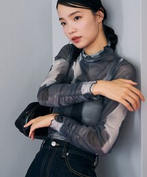 FREAK'S STORE | 限定展開　水彩アート ニュアンス柄 メッシュ ボトルネック(Tシャツ/カットソー)