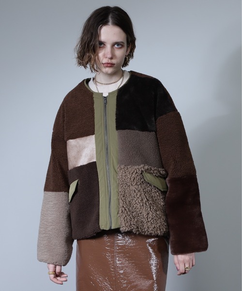 ROSE BUD（ローズバッド）の「パッチワークファージャケット（その他アウター・レディース・カーキ/ベージュ・FREE）」の11枚目の写真