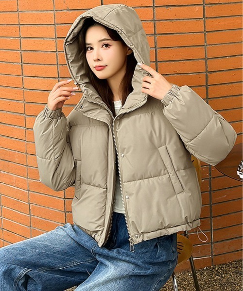 セール】ショート丈 フェイクダウン フーディー ジャケット（ダウン