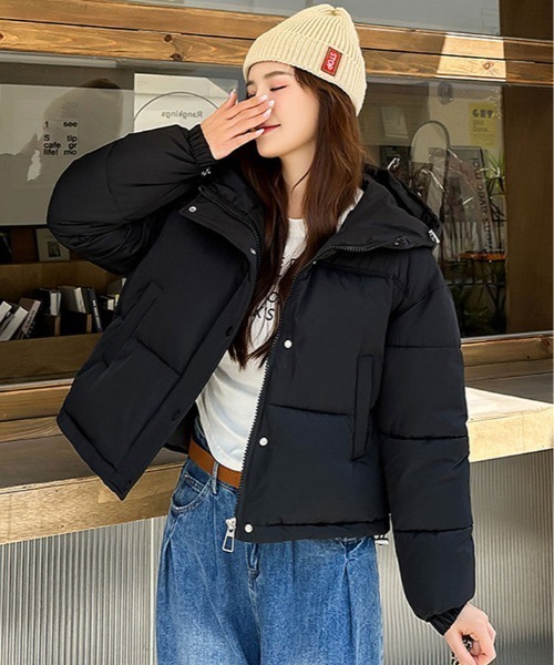 セール】ショート丈 フェイクダウン フーディー ジャケット（ダウン