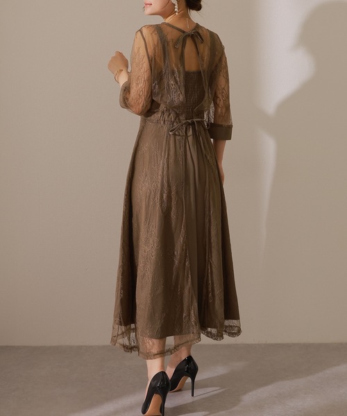 Lace Ladies(レースレディース)の「【2点セット】レーストッパー付き ロング フレア ワンピース(ドレス・レディース・ブルーグレー/イエロー/チャコールグレー/ネイビー・FREE/S)」の10枚目の写真