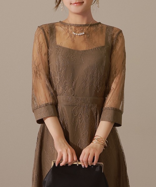 Lace Ladies(レースレディース)の「【2点セット】レーストッパー付き ロング フレア ワンピース(ドレス・レディース・ブルーグレー/イエロー/チャコールグレー/ネイビー・FREE/S)」の11枚目の写真