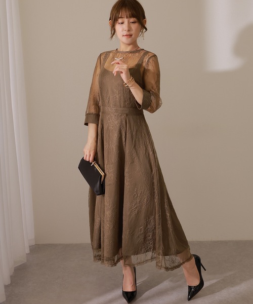Lace Ladies(レースレディース)の「【2点セット】レーストッパー付き ロング フレア ワンピース(ドレス・レディース・ブルーグレー/イエロー/チャコールグレー/ネイビー・FREE/S)」の12枚目の写真