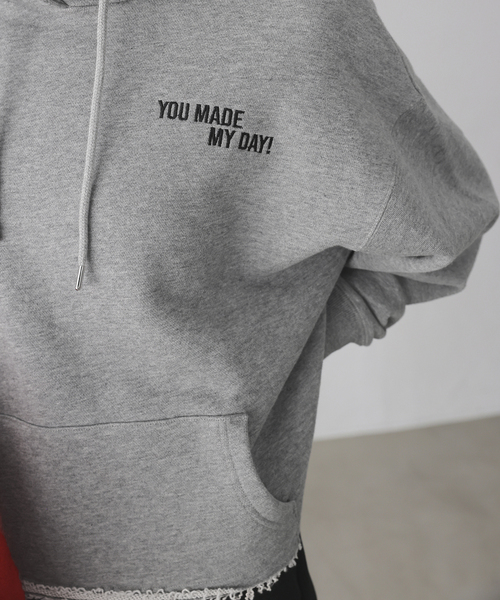 SLOBE IENA（スローブイエナ）の「クロップドフードスウェット（パーカー・レディース・ホワイト/グレー・FREE）」の7枚目の写真