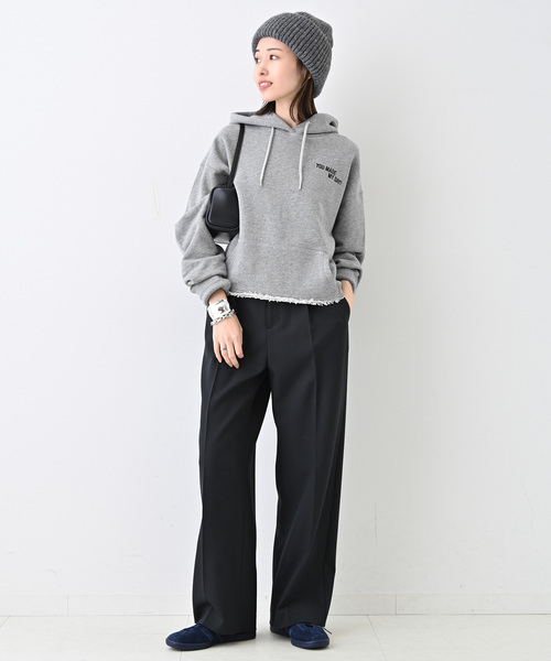 SLOBE IENA（スローブイエナ）の「クロップドフードスウェット（パーカー・レディース・ホワイト/グレー・FREE）」の8枚目の写真