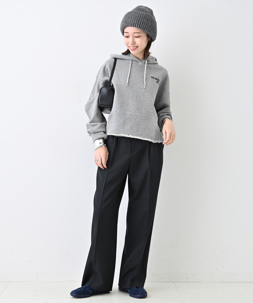 SLOBE IENA（スローブイエナ）の「クロップドフードスウェット（パーカー・レディース・ホワイト/グレー・FREE）」の9枚目の写真