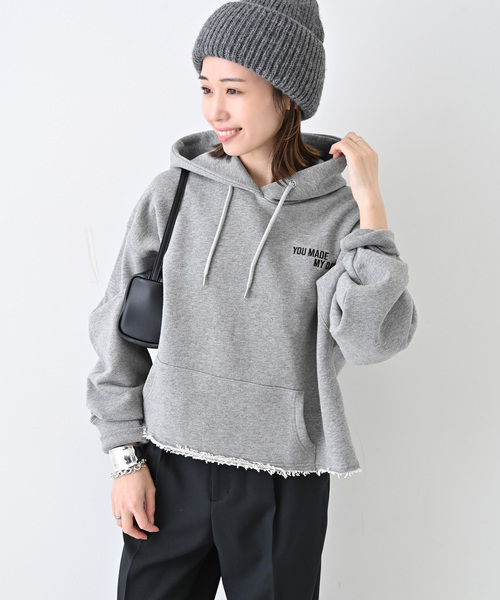 SLOBE IENA（スローブイエナ）の「クロップドフードスウェット（パーカー・レディース・ホワイト/グレー・FREE）」の14枚目の写真