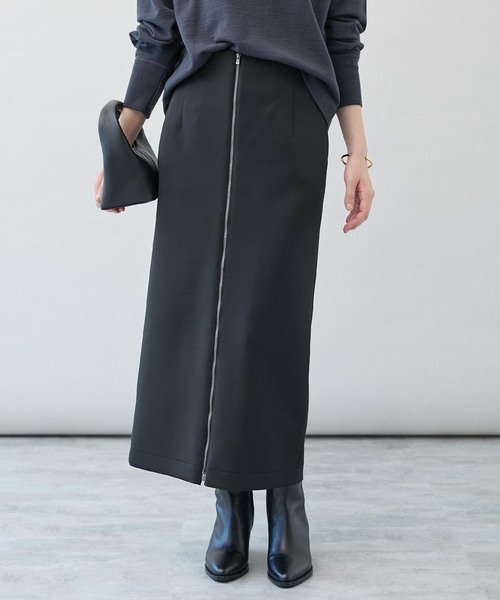 VERMEIL par iena（ヴェルメイユパーイエナ）の「フロントZIPタイトスカート（スカート・レディース・ブラック/ブラウン系その他・FREE）」の3枚目の写真