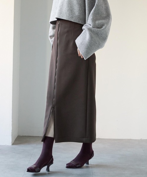 VERMEIL par iena（ヴェルメイユパーイエナ）の「フロントZIPタイトスカート（スカート・レディース・ブラック/ブラウン系その他・FREE）」の16枚目の写真