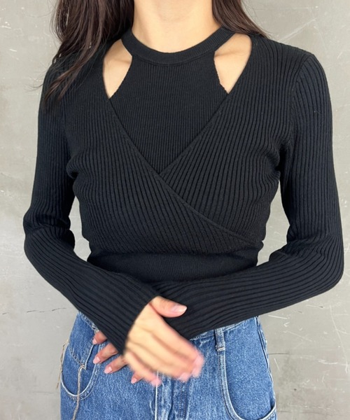 tolene(トレネ)の「フェイクレイヤード ロングスリーブデザインリブニット(ニット/セーター・レディース・オフホワイト/ブラック/チャコール・FREE)」の17枚目の写真