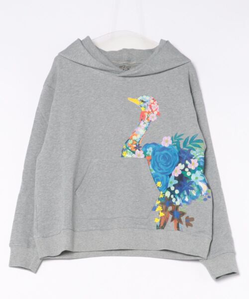PREMIUM ScoLar プレミアムスカラー トップス パーカー フーディー プルオーバー 花 アート フラミンゴ プリント 743010 0228 ScoLar パーカー 743010：花アートフラミンゴ柄 フーデッドプル
