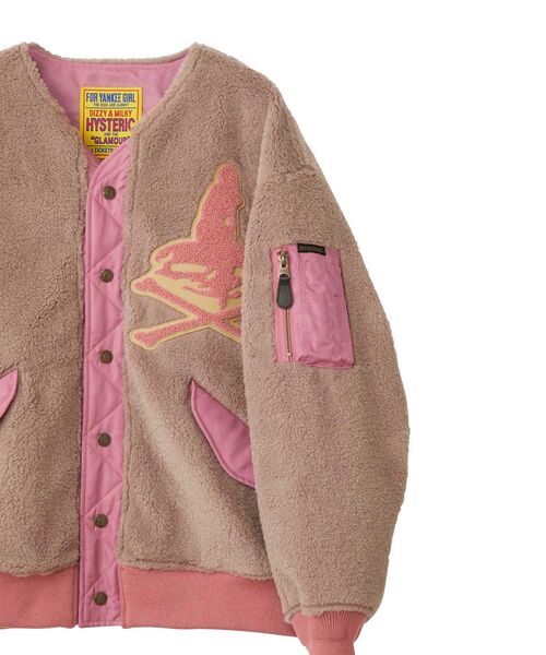 HYSTERIC GLAMOUR(ヒステリックグラマー)の「WOMAN ON SKULLワッペン フェイクファーブルゾン(ブルゾン・レディース・ピンク/ブラック・FREE)」の5枚目の写真