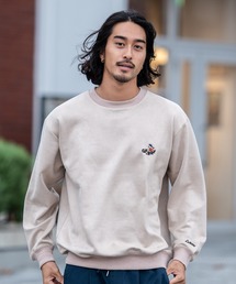 『GERRY/ジェリー』カットスウェード刺繍C/N長袖 トレーナー