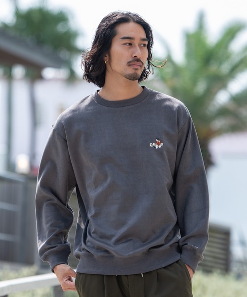 GERRY/ジェリー』カットスウェード刺繍C/N長袖 トレーナー（スウェット