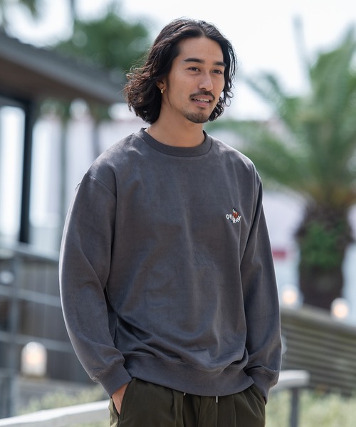 GERRY/ジェリー』カットスウェード刺繍C/N長袖 トレーナー（スウェット